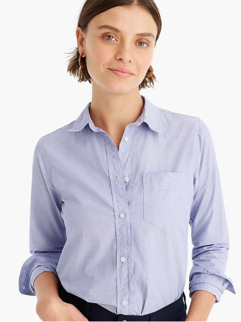 J. Crew Classic Boy Shirt French Blue End On End Cotton - Picture 2 of 8